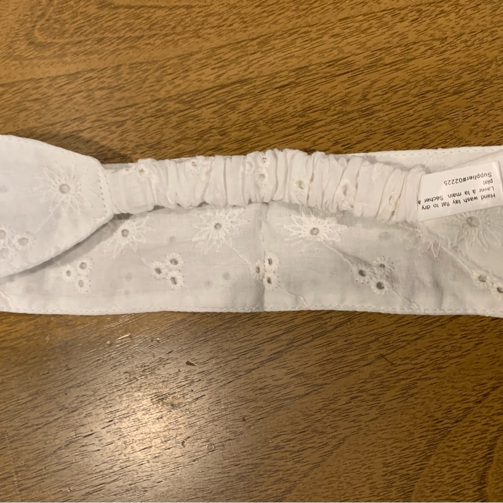 White Eyelet Cotton Headband, New, Never Used